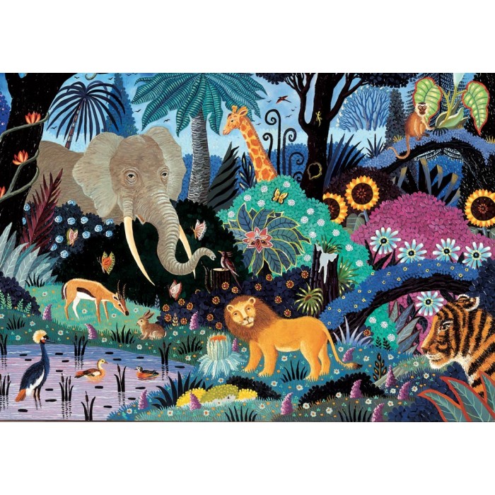 Puzzle Michèle Wilson - Puzzle aus handgefertigten Holzteilen - Nacht im Dschungel - 50 Teile von Puzzle Michèle Wilson