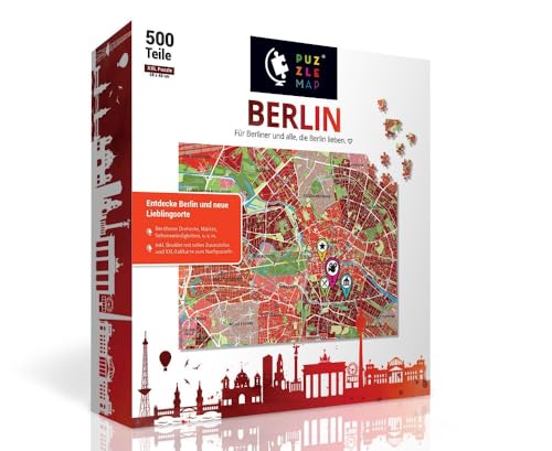 PuzzleMap Berlin Puzzle Stadtplan - XXL 500 Teile - Mit Booklet & Faltkarte - 68x46cm Motivgröße - Reiseführer Geschenk Souvenir PuzzleMap Berlin Puzzle Stadtplan - XXL 500 Teile - Mit Booklet & Faltkarte - 68x46cm Motivgröße - Reiseführer Geschenk Souvenir von PuzzleMap