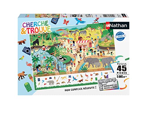 Puzzles Nathan 4005556861521 45-teiliges Puzzle – Im Zoo (Suche und Finde) Kinderpuzzle von NATHAN