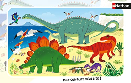 Nathan – Kinderpuzzle – Rahmen 15 Teile – Die Dinosaurier des Jura – Mädchen oder Jungen ab 3 Jahren – hochwertiges Puzzle – Dicker und robuster Karton – Dinosaurier – 86171 von NATHAN