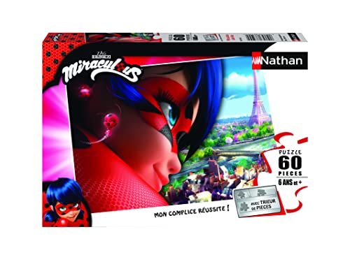 Nathan – Kinderpuzzle – 60 Teile – Miraculous Ladybug – Mädchen oder Jungen ab 6 Jahren – hochwertiges Puzzle – Dicker und robuster Karton – Superhelden – 86181 von NATHAN