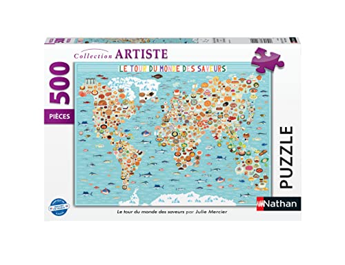 Nathan 87290 Puzzle, 500 Teile, Weltreise der Aromen, Julie Mercier, Erwachsene und Kinder ab 12 Jahren, hochwertiges Puzzle von NATHAN