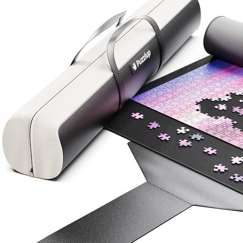 Puzzlup Luxus Puzzlematte bis 1500 Teile – 66 x 120 cm – Mit eleganter Tragetasche aus Leder – Premium Puzzle Rolle für stilvolles und platzsparendes Puzzeln von Puzzlup