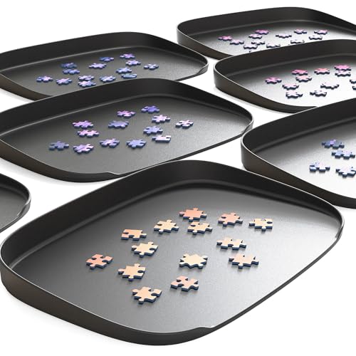 Puzzlup Puzzle Sortierer mit Deckel - 6 Puzzle Sortierschalen - 34,5 x 25,1 cm - Bis zu 1500 Teile - Puzzle Zubehör von Puzzlup