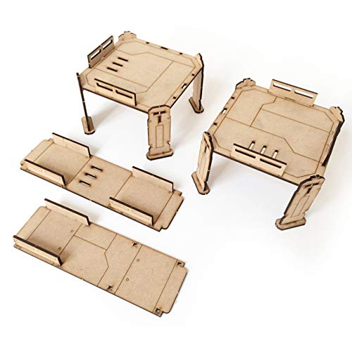 Pwork Wargames Combat Zone 01 - Sci-Fi-Szenerie für Miniaturen im Maßstab 28 mm / 35 mm - Tabletop-Miniaturen Wargame 3D-Szenerie-Gelände - MDF 3 mm von PWORK WARGAMES