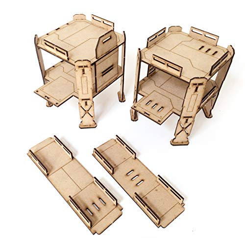Pwork Wargames Combat Zone 02 - Sci-Fi-Szenerie für Miniaturen im Maßstab 28 mm / 35 mm - Tabletop-Miniaturen Wargame 3D-Szenerie-Gelände - MDF 3 mm von PWORK WARGAMES