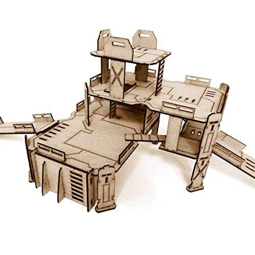 Pwork Wargames Combat Zone 03 – Science-Fiction-Dekor-Set für Miniaturen im Maßstab 28 mm/35 mm – Wargame 3D Scenery Terrain Tisch-Miniaturen – MDF 3 mm von PWORK WARGAMES