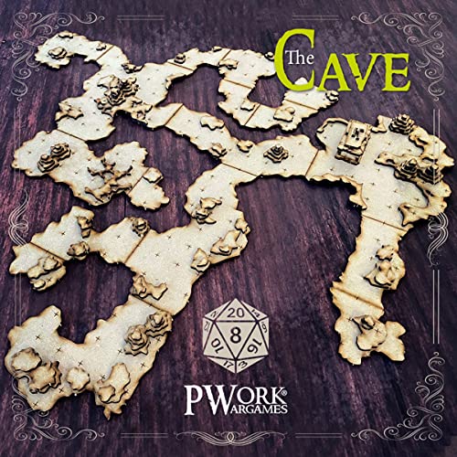 PWORK WARGAMES The Cave (La Caverna) – 3D Tactical Maps Rpg Fantasy Dungeon Tiles – Taktische 3D-Karten, modular, aus MDF, 3 mm von PWORK WARGAMES