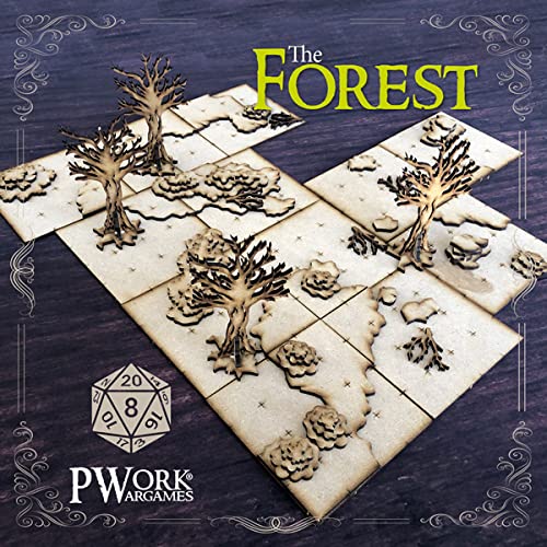 PWORK WARGAMES The Forest (La Foresta) – 3D Tactical Maps Rpg Fantasy Dungeon Tiles – Taktische 3D-Karten, modular, aus MDF, 3 mm von PWORK WARGAMES