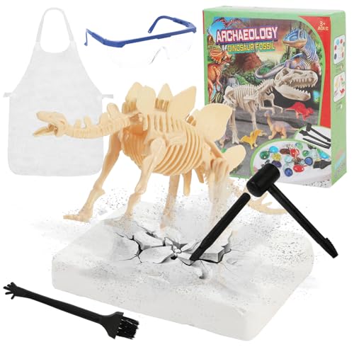 Ausgrabungsset für Kinder,Dinosaurier Dig Kit 3D-Skelett Ausgrabungs Set Stegosaurus Dino Spielzeug Ausgraben von Dinosaurier-Fossilien Spielzeug für 6 7 8 9 Jahre Jungen Mädchen Geburtstag Geschenke von Pwsap