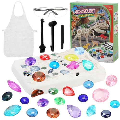 Ausgrabungsset für Kinder,Edelsteine und Kristalle Dig Kit Edelsteine Ausgrabungs Set mit 28-32 Steine Spielzeug Ausgraben von Fossilien Spielzeug für 6 7 8 9 Jahre Jungen Mädchen Geburtstag Geschenke von Pwsap