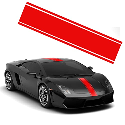 Aufkleber für Motorhaube, Universal, Auto, Racing Body Side Stripe Decal Dachrock, Stoßstange, Streifen, Vinyl, modifiziert, Dekoration für Autos, SUV, Fahrzeuge, Rot von Pwsap