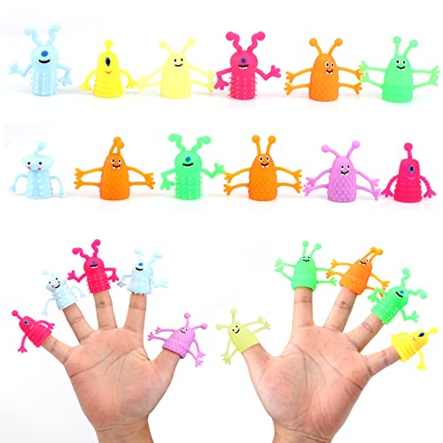 Mini-Gummi-Fingerpuppen, kleine Cartoon-Tier-Fingerspielzeug, Stressabbau, Angstspielzeug für Kinder und Erwachsene, für Weihnachten, Ostern, Partys, Aktivitäten, Korbfüller, 12 Stück von Pwsap