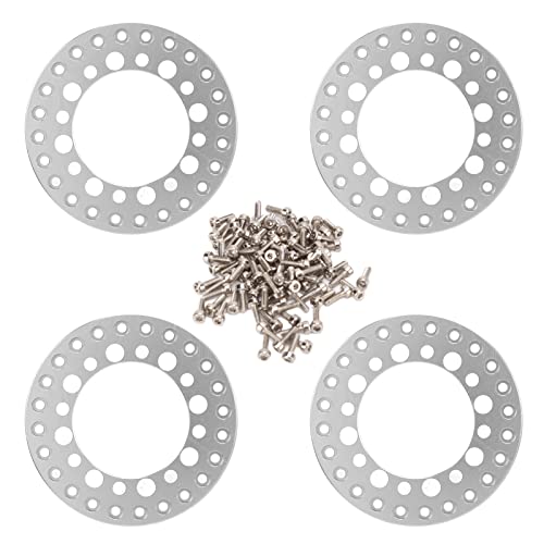 Pwshymi 4-teiliger Rad-Außen-Beadlock-Ring, 1,9-Zoll-Rad-Außen-Beadlock-Ring aus Aluminiumlegierung, Wiederverwendbares RC-Zubehör für 1/10 RC-Auto (Silber) von Pwshymi