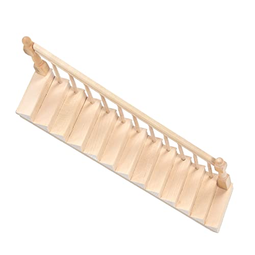 Puppenhaus-Treppe, 32,5 x 6,7 cm, glänzend, abgerundete Ecken, Birkenmaterial, Mini-Holz-Puppenhaus-Treppe, Vivd Niedlich für Geburtstagsgeschenk zum Basteln (rechte Armlehne) von Pwshymi