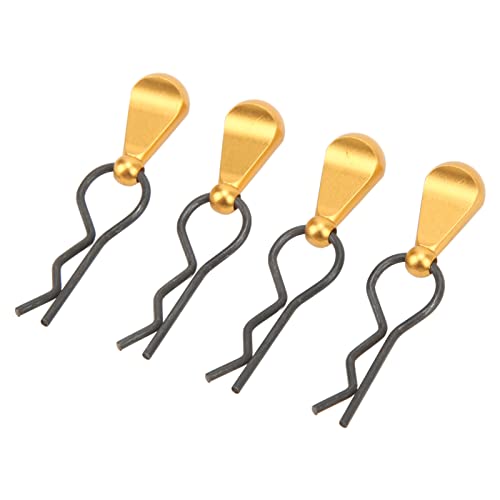 Pwshymi RC-Karosserie-Clip-Stift, Gebogenes Enddesign, Edelstahl, RC-Karosserie-R-Clips für Autos Im Maßstab 1:8 (Gold) von Pwshymi