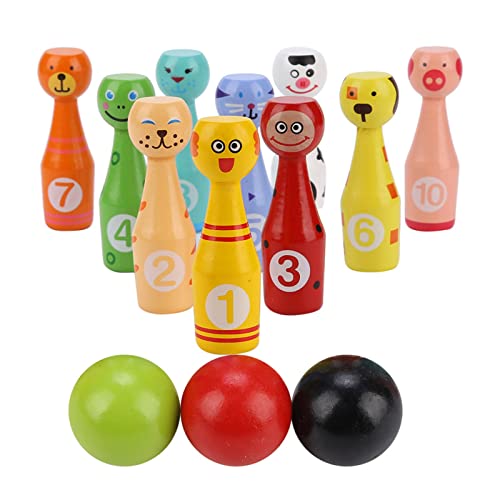 Tier-Bowling-Spielzeug, Cartoon-Form ohne Grat, Holz-Bowling-Spielzeug, für , Pädagogisch von Pwshymi
