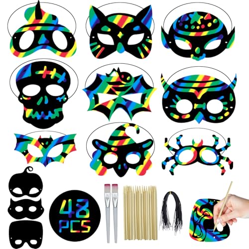 Pwtuuki 48 Stück Kratzbilder Set Regenbogen Scratch Art Masken für Kinder, Osterspiel Kratzpapier Bastelset DIY Maske Ostern Geschenke für Kinder Geburtstag Party Zubehör Pwtuuki 48 Stück Kratzbilder Set Regenbogen Scratch Art Masken für Kinder, Osterspiel Kratzpapier Bastelset DIY Maske Ostern Geschenke für Kinder Geburtstag Party Zubehör von Pwtuuki