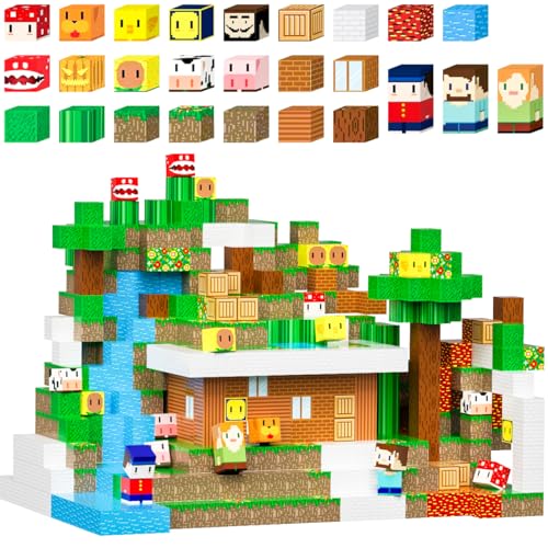 Pwtuuki Magnetische Bausteine für Kinder im Alter von 3-8, Baue Magnete Holzfäller Abenteuer Spiel Set, Magnetisches Bauspiele Spielzeug Geschenk für Jungen und Mädchen ab 3 Jahren von Pwtuuki