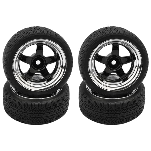 Pxyelec 4 schwarze 1/10 Maßstab Off-Road Auto RC Reifen Plating Wheels 5 Speichen für HSP HPI Racing Car von Pxyelec