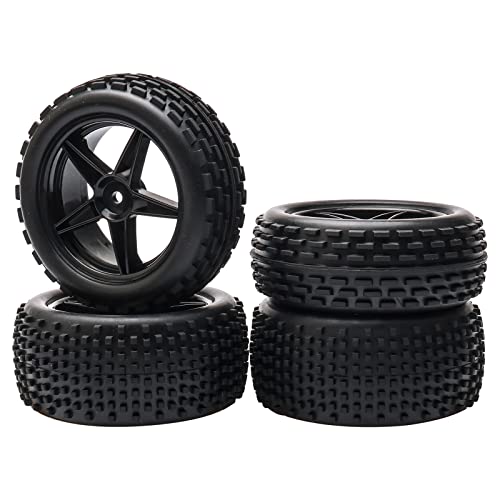 Pxyelec Vorderräder und Reifen, Maßstab 1:10, schwarz, 5 Speichen für HSP von Pxyelec