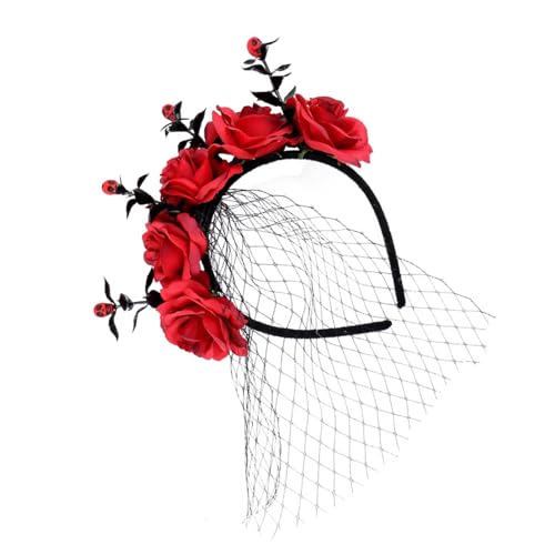 Pyasuye Halloween Kopfbedeckung Rose Und Tulle Stirnband Einstellbare Größe Haarbandfestes Party Kostüm Accessoire Für Frauen Festiven Blumen Haar Hoop Pyasuye Halloween Kopfbedeckung Rose Und Tulle Stirnband Einstellbare Größe Haarbandfestes Party Kostüm Accessoire Für Frauen Festiven Blumen Haar Hoop von Pyasuye