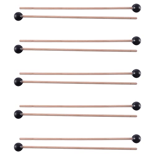Pyatofly 10 Stück in weichem Gummi Kopf Stöcke Holzgriff Glocke Drumsticks schwarz von Pyatofly