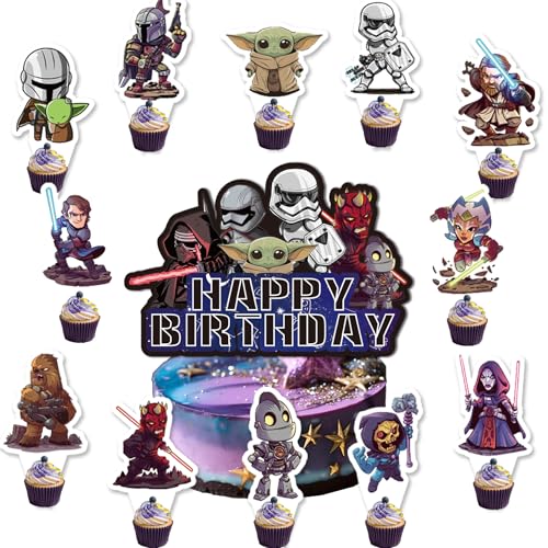 25 Stück StarWars Tortenaufsätze, Cupcake-Topper, Kuchendekorationen, Geburtstagsparty-Zubehör für Kinder, Jungen, Mädchen 25 Stück StarWars Tortenaufsätze, Cupcake-Topper, Kuchendekorationen, Geburtstagsparty-Zubehör für Kinder, Jungen, Mädchen von Pyeunglloon