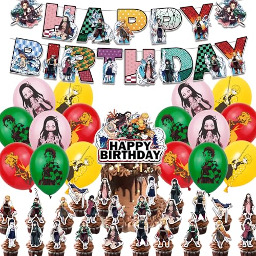 DemonSlayer Party-Dekorationen für Kinder, Banner, Luftballons, Kuchendekoration, Cupcake-Topper, Kuchendekorationen DemonSlayer Party-Dekorationen für Kinder, Banner, Luftballons, Kuchendekoration, Cupcake-Topper, Kuchendekorationen von Pyeunglloon