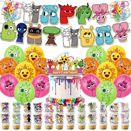 Pyeunglloon Game Sprunki Geburtstagsparty-Dekorationen, Banner, Luftballons, Kuchendekoration, Cupcake-Topper, Kuchendekorationen in rot, blau, gelb für Kindergeburtstag Pyeunglloon Game Sprunki Geburtstagsparty-Dekorationen, Banner, Luftballons, Kuchendekoration, Cupcake-Topper, Kuchendekorationen in rot, blau, gelb für Kindergeburtstag von Pyeunglloon