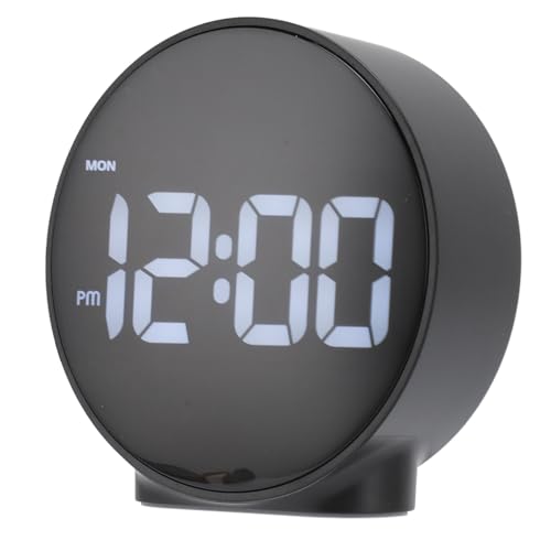 3 Helligkeitsstufen LED Elektrischer Wecker, Zwei Alarme und 5 Min Snooze, Wochenzeitausstellung, Kleine Nachttuhr mit Weißer Anzeige und Kompakte Größe für (Schwarzer Gehäuse, von Pyhodi