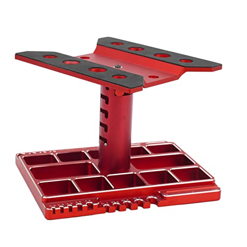 Pyhodi RC-Auto-Arteilständer, Höhenverstellbarer RC-Auto-Reparaturarmsplatz 360 Grad Drehbarer, Abschlebtbarer RC-Autifuktional (Rot) von Pyhodi