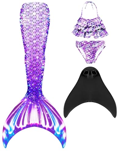 Pyjacos mono-fin Mädchen mit 4PCS A729,xiaoheiM37-110 von Pyjacos