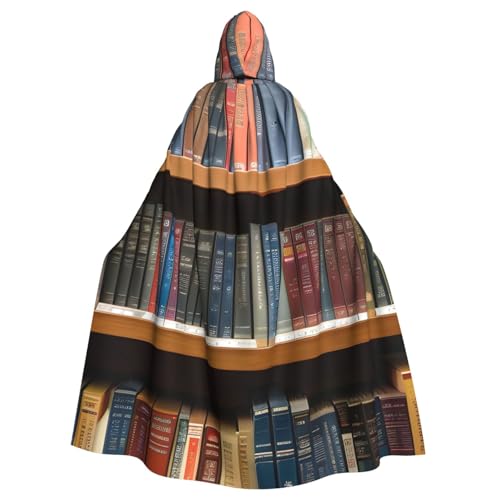 PYJWYFMY Bibliotheks-Bücherregal-Druck, Unisex, Erwachsene, Kapuzenumhang, Samt-Umhang für Halloween, Robe, Weihnachten, Cosplay-Kostüme von Pyjwyfmy