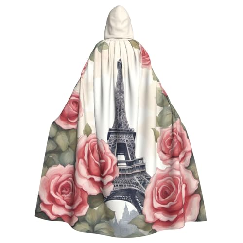 PYJWYFMY Eiffelturm-Rosen-Blumendruck, Unisex, Erwachsene, Kapuzenumhang, Samt-Umhang für Halloween, Robe, Weihnachten, Cosplay-Kostüme PYJWYFMY Eiffelturm-Rosen-Blumendruck, Unisex, Erwachsene, Kapuzenumhang, Samt-Umhang für Halloween, Robe, Weihnachten, Cosplay-Kostüme von Pyjwyfmy