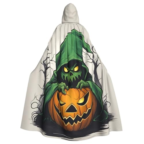 PYJWYFMY Grüner Geister-Horror-Halloween-Kürbis-Druck, Unisex, Erwachsene, Kapuzenumhang, Samt-Umhang für Halloween, Robe, Weihnachtsumhang, Cosplay-Kostüme PYJWYFMY Grüner Geister-Horror-Halloween-Kürbis-Druck, Unisex, Erwachsene, Kapuzenumhang, Samt-Umhang für Halloween, Robe, Weihnachtsumhang, Cosplay-Kostüme von Pyjwyfmy