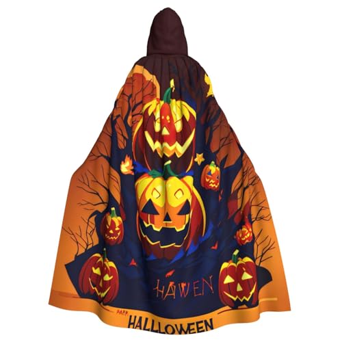 PYJWYFMY Halloween-Kürbis-Druck, Unisex, Erwachsene, Kapuzenumhang, Samt-Umhang für Halloween, Robe, Weihnachtsumhang, Cosplay-Kostüme von Pyjwyfmy