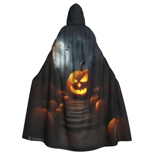 PYJWYFMY Halloween-Kürbis-Druck, Unisex, Erwachsene, Kapuzenumhang, Samt-Umhang für Halloween, Robe, Weihnachtsumhang, Cosplay-Kostüme von Pyjwyfmy