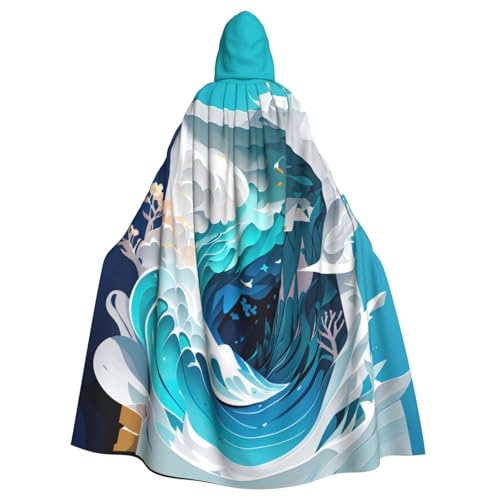 PYJWYFMY Kapuzenumhang mit Ozeanwellen-Druck, Unisex, Samt-Umhang für Halloween, Robe, Weihnachten, Cosplay-Kostüme PYJWYFMY Kapuzenumhang mit Ozeanwellen-Druck, Unisex, Samt-Umhang für Halloween, Robe, Weihnachten, Cosplay-Kostüme von Pyjwyfmy