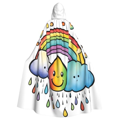 PYJWYFMY Kapuzenumhang mit Regenbogenwolken, Regentropfen-Druck, Unisex, für Erwachsene, Samt-Umhang für Halloween, Robe, Weihnachten, Cosplay-Kostüme PYJWYFMY Kapuzenumhang mit Regenbogenwolken, Regentropfen-Druck, Unisex, für Erwachsene, Samt-Umhang für Halloween, Robe, Weihnachten, Cosplay-Kostüme von Pyjwyfmy
