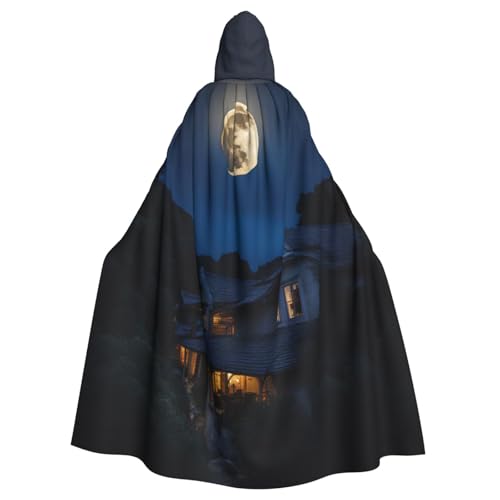 PYJWYFMY Kapuzenumhang mit Vollmond in der Nacht, Unisex, für Erwachsene, Samt-Umhang für Halloween, Robe, Weihnachtsumhang, Cosplay-Kostüme von Pyjwyfmy