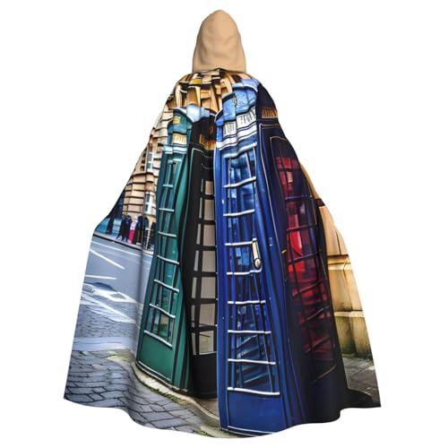 PYJWYFMY Kapuzenumhang mit britischer Telefonzelle, Unisex, Erwachsene, Samt-Umhang für Halloween, Robe, Weihnachten, Cosplay-Kostüme PYJWYFMY Kapuzenumhang mit britischer Telefonzelle, Unisex, Erwachsene, Samt-Umhang für Halloween, Robe, Weihnachten, Cosplay-Kostüme von Pyjwyfmy