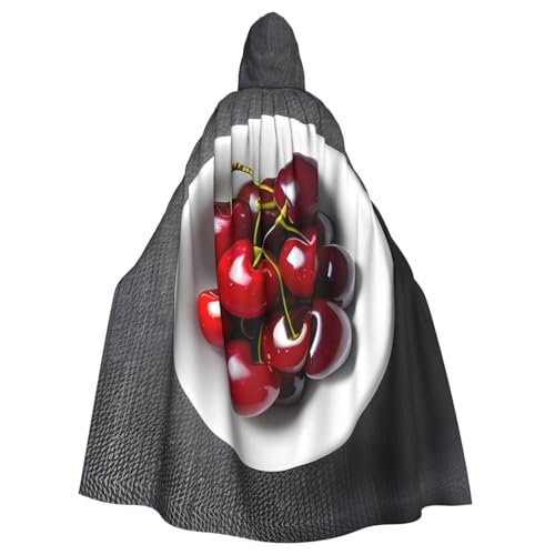 PYJWYFMY Kapuzenumhang mit frischer Kirsche, Unisex, für Erwachsene, Samt-Umhang für Halloween, Robe, Weihnachten, Cosplay-Kostüme von Pyjwyfmy