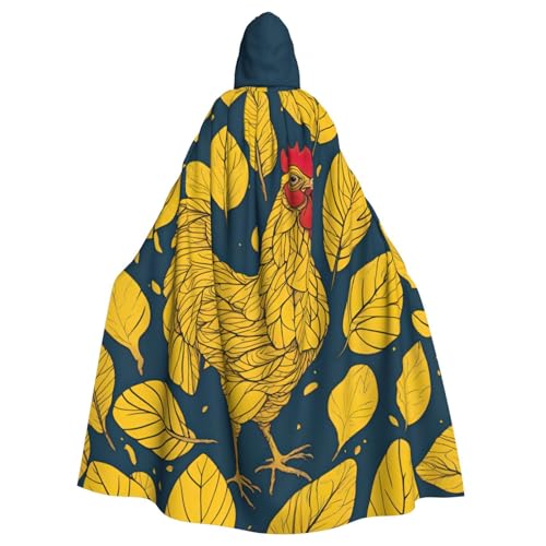 PYJWYFMY Kapuzenumhang mit gelben Blättern, Huhn-Druck, Unisex, Erwachsene, Samt-Umhang für Halloween, Robe, Weihnachten, Cosplay-Kostüme PYJWYFMY Kapuzenumhang mit gelben Blättern, Huhn-Druck, Unisex, Erwachsene, Samt-Umhang für Halloween, Robe, Weihnachten, Cosplay-Kostüme von Pyjwyfmy