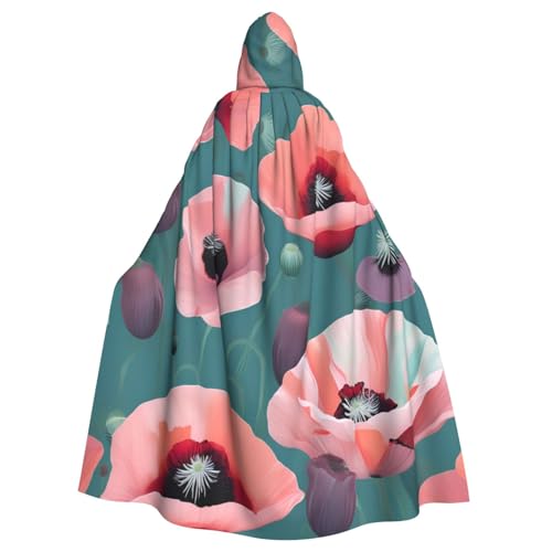 PYJWYFMY Kapuzenumhang mit pastellfarbenem Mohnblumen-Druck, Unisex, für Erwachsene, Samt-Umhang für Halloween, Robe, Weihnachten, Cosplay-Kostüme PYJWYFMY Kapuzenumhang mit pastellfarbenem Mohnblumen-Druck, Unisex, für Erwachsene, Samt-Umhang für Halloween, Robe, Weihnachten, Cosplay-Kostüme von Pyjwyfmy