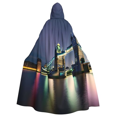 PYJWYFMY Night London Tower Bridge-Aufdruck, Unisex, Erwachsene, Kapuzenumhang, Samt-Umhang für Halloween, Robe, Weihnachten, Cosplay-Kostüme PYJWYFMY Night London Tower Bridge-Aufdruck, Unisex, Erwachsene, Kapuzenumhang, Samt-Umhang für Halloween, Robe, Weihnachten, Cosplay-Kostüme von Pyjwyfmy