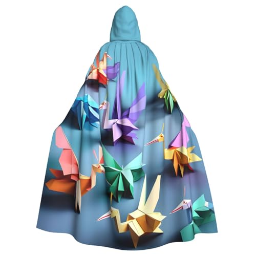 PYJWYFMY Origami, mehrfarbiger Papierbastel-Kraniche-Druck, Unisex, Erwachsene, Kapuzenumhang, Samt-Umhang für Halloween, Robe, Weihnachtsumhang, Cosplay-Kostüme PYJWYFMY Origami, mehrfarbiger Papierbastel-Kraniche-Druck, Unisex, Erwachsene, Kapuzenumhang, Samt-Umhang für Halloween, Robe, Weihnachtsumhang, Cosplay-Kostüme von Pyjwyfmy