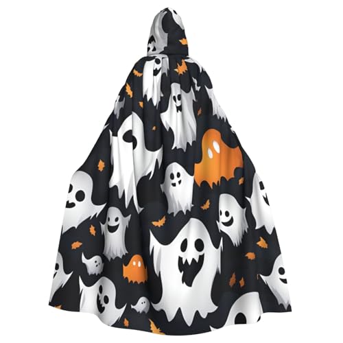 PYJWYFMY Süßer weißer Geister-Halloween-Muster-Druck, Unisex, Erwachsene, Kapuzenumhang, Samt-Umhang für Halloween, Robe, Weihnachtsumhang, Cosplay-Kostüme PYJWYFMY Süßer weißer Geister-Halloween-Muster-Druck, Unisex, Erwachsene, Kapuzenumhang, Samt-Umhang für Halloween, Robe, Weihnachtsumhang, Cosplay-Kostüme von Pyjwyfmy
