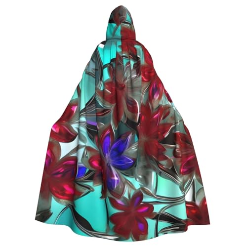PYJWYFMY Umhang mit Kapuze, Samt-Umhang mit Blumendruck, Unisex, Erwachsene, für Halloween, Robe, Weihnachten, Cosplay-Kostüme von Pyjwyfmy