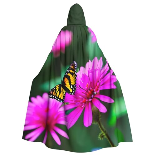 PYJWYFMY Umhang mit Kapuze und buntem Schmetterlings-Druck, Samt-Umhang für Halloween, Robe, Weihnachten, Cosplay-Kostüme von Pyjwyfmy